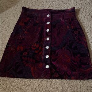 Pilcro Burgundy Floral Mini Skirt